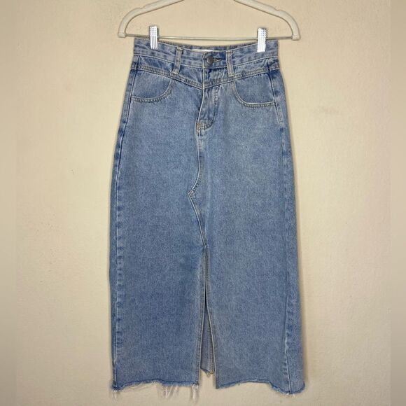Storets Peyton Midi Blue Denim Skirt Size XS - Picture 11 of 13